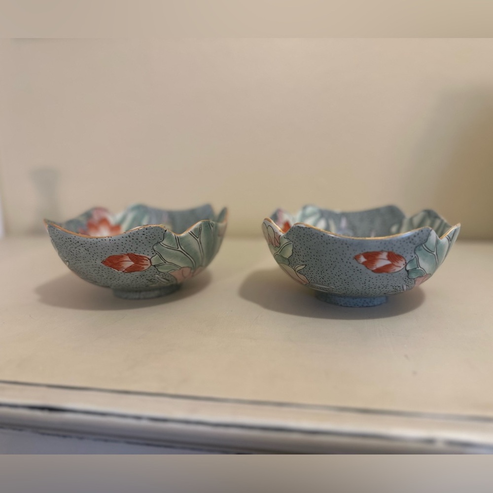 Toyo “Lotus Reflections” Porcelain Set of 2 Bowls - Hand Painted